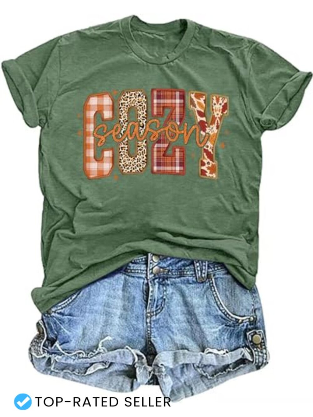 Women's Cozy Fall Leopard Letter Print Short Sleeve Crew Neck T-Shirt